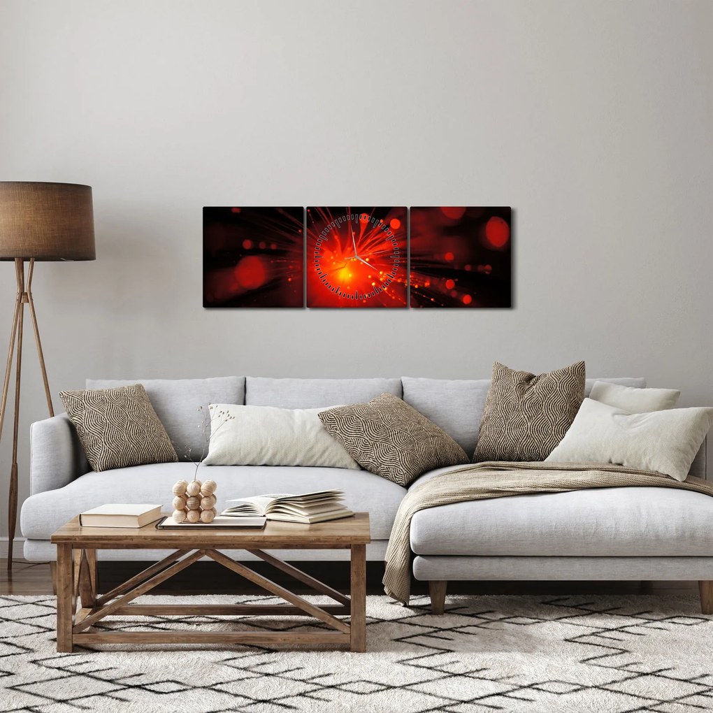 Obraz błyszczącej abstrakcji (z zegarem) (90x30 cm)
