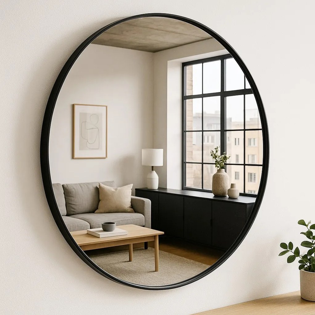 Lustro okrągłe NOOR, metalowa rama, Ø 80 cm