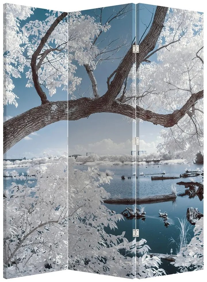 Parawan - Ośnieżone drzewo nad wodą (126x170 cm)