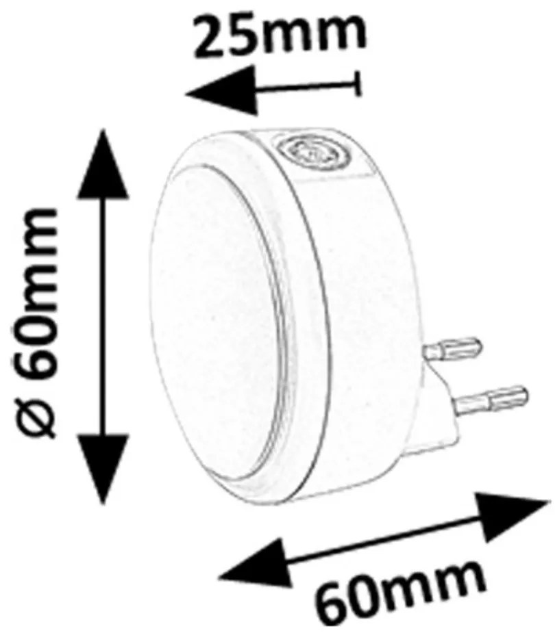 Rabalux 76000 lampka nocna LED do gniazda Zofe, czujnik ściemniania, 0,3 W, 20 lm, IP20