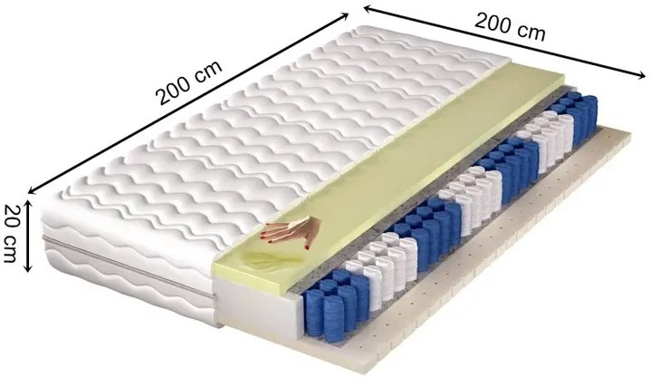 Materac lateksowy z pianką visco i pokrowcem 200x200 K6-H27