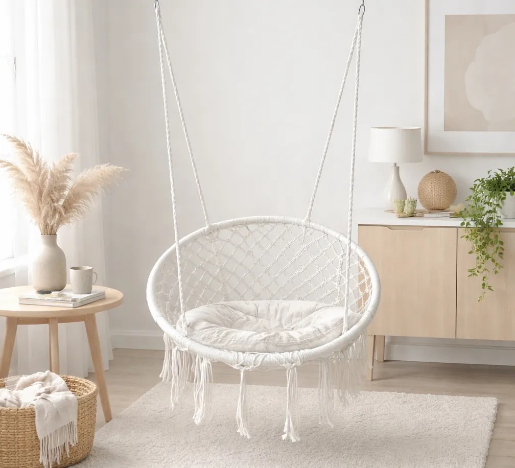 Fotel wiszący z plecionej liny Nido bocianie gniazdo