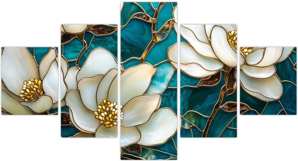 Obraz - Witraż z magnolią (125x70 cm)
