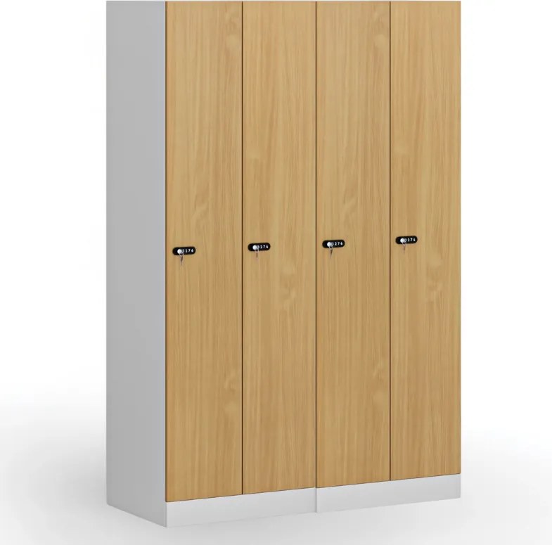 Szafka ubraniowa S1, 2-drzwiowa, 1850 x 600 x 500 mm, demontaż, zamek mechaniczny na kod, drzwi laminowane, dąb naturalny