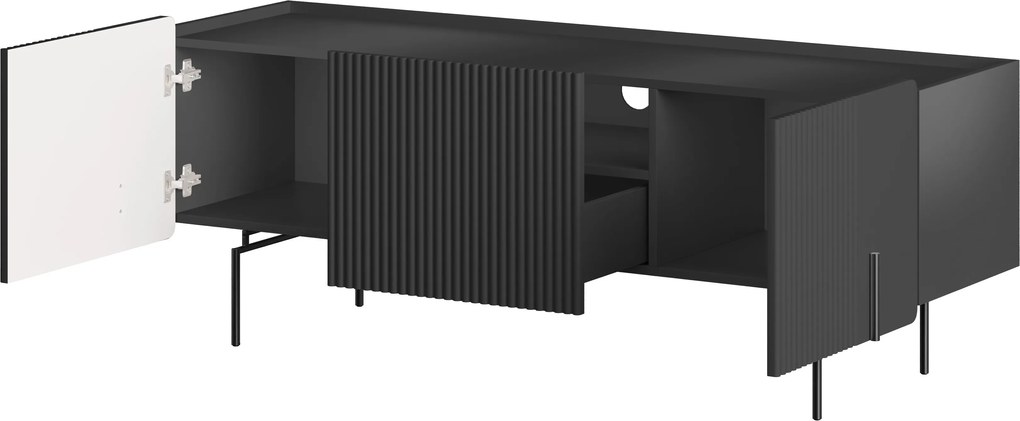 Szafka RTV Malmi 150 cm - czarny mat / czarne nóżki