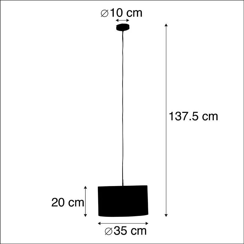 Lampa wisząca z czarnym aksamitnym kloszem ze złotem 35 cm - Combi klasyczny/Antyczny Oswietlenie wewnetrzne