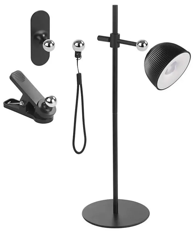 LED ładowalna lampa biurkowa 4w1 4,2W 3,7V 4000K czarna, ściemnialna, magnetyczn