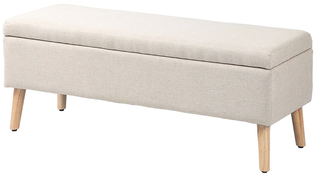 HOMCOM Ławka z Przestrzenią do Przechowywania, do 120 kg, Wygląd Lnu, 110x39x45cm, Kolor Beżowy