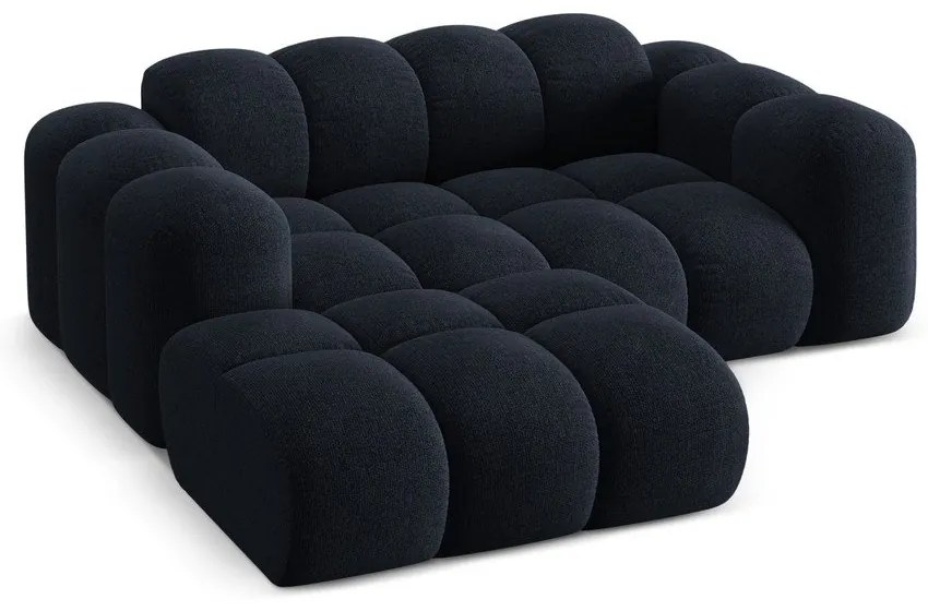 Ciemnoniebieski narożnik z tkaniny szenilowej (lewostronny/z szezlongiem) Treno – Cosmopolitan Design