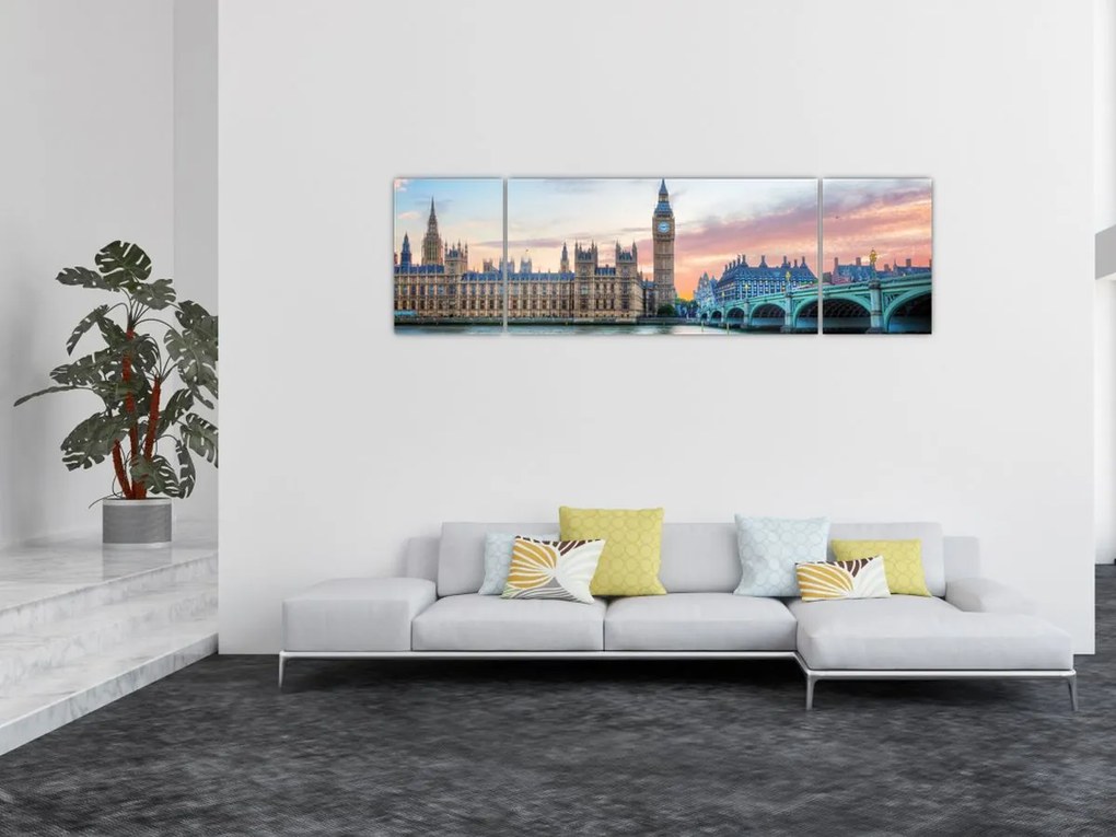 Obraz - Londyn w pastelowych kolorach (170x50 cm)