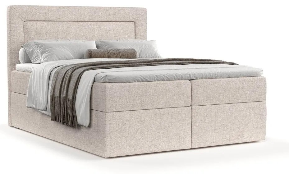 Beżowe łóżko boxspring ze schowkiem 160x200 cm Imagine – Maison de Rêve