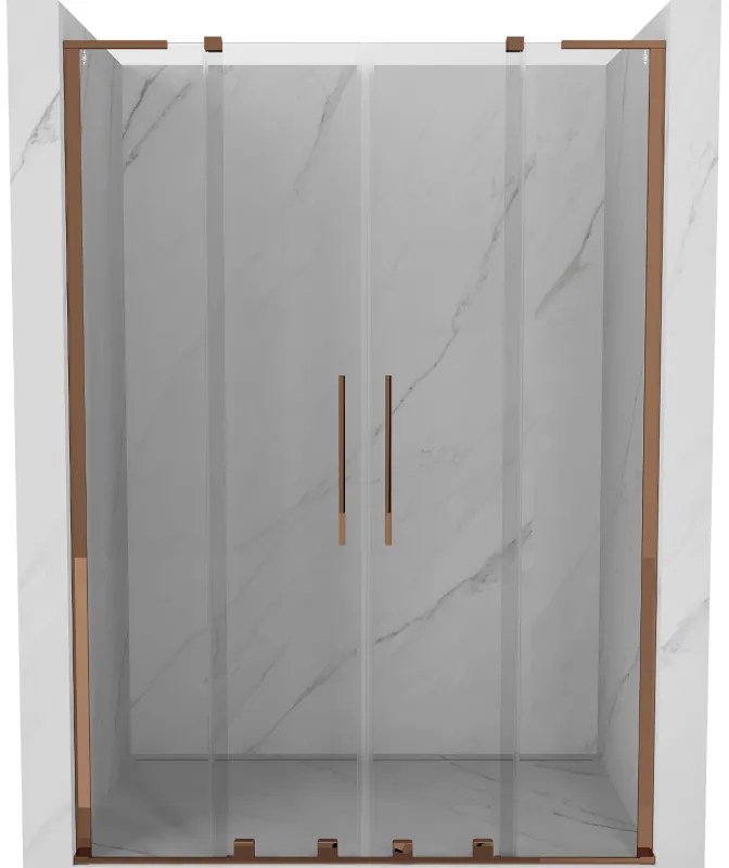 Mexen Velar L Duo drzwi prysznicowe rozsuwane 140 cm, transparent, różowe złoto - 871-140-003-02-60