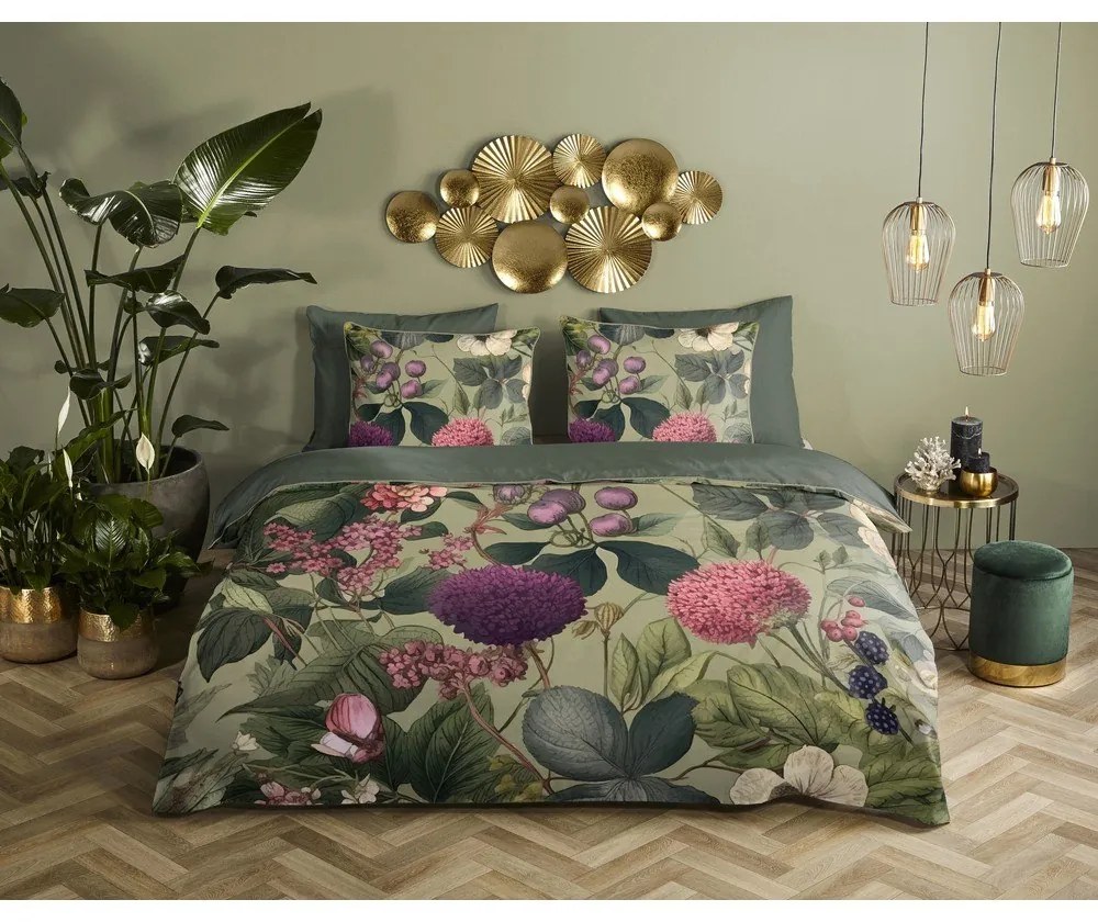 Pościel jednoosobowa z satyny bawełnianej w kolorze khaki 140x220 cm Onaz – Descanso