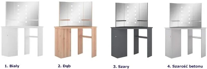 Dębowa narożna toaletka z półkami i szafką T5-E53