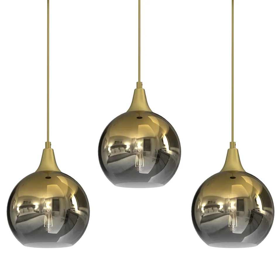 Lampa wisząca MONTE GOLD 3xE27, potrójna, na listwie kule złote
