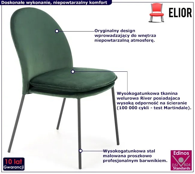 Zielone tapicerowane krzesło welurowe Tida 14X