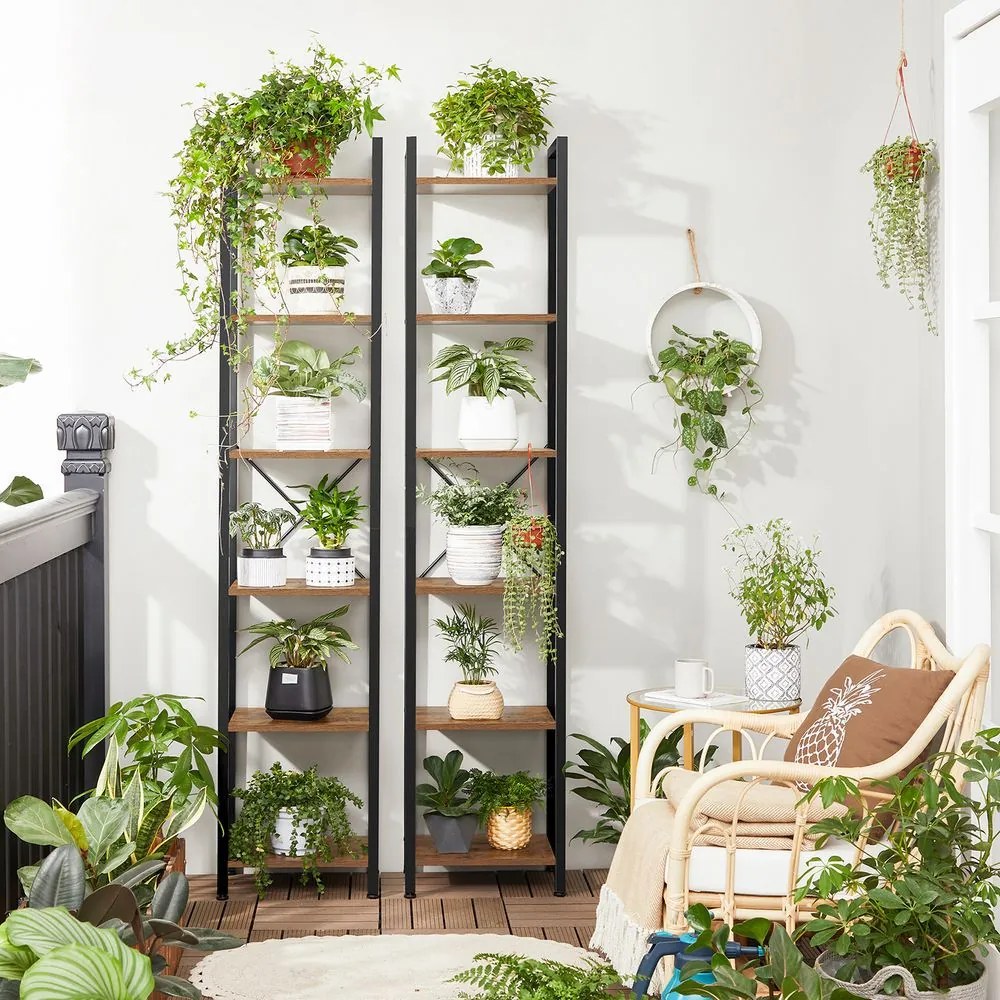 SongmicsHome Regał na książki NOEL, 40x30x187,5 cm, czarny/brązowy