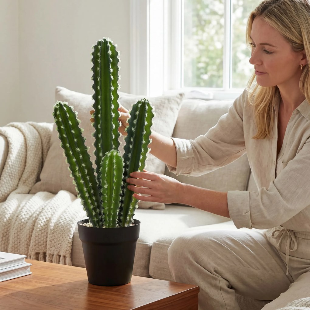 HOMCOM Sztuczny kaktus 53 cm w doniczce do domu, biura | Aosom PL