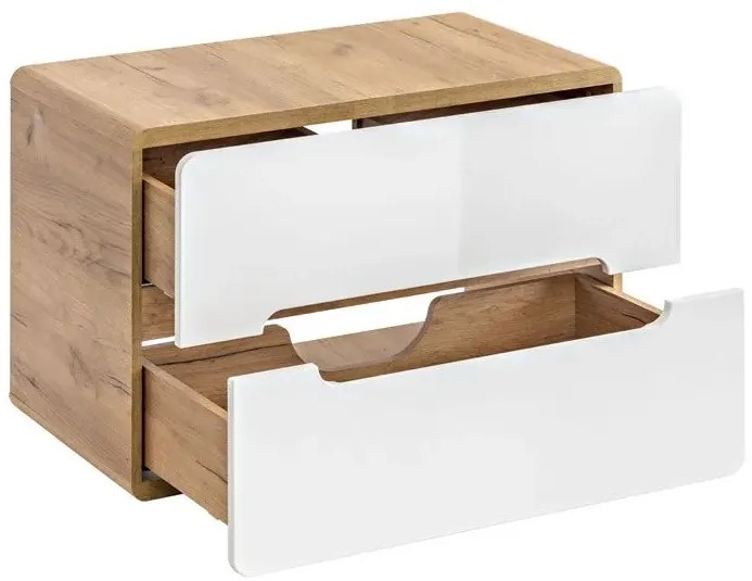 Wisząca szafka pod umywalkę nablatową biały połysk - Zeftox 8X 80 cm