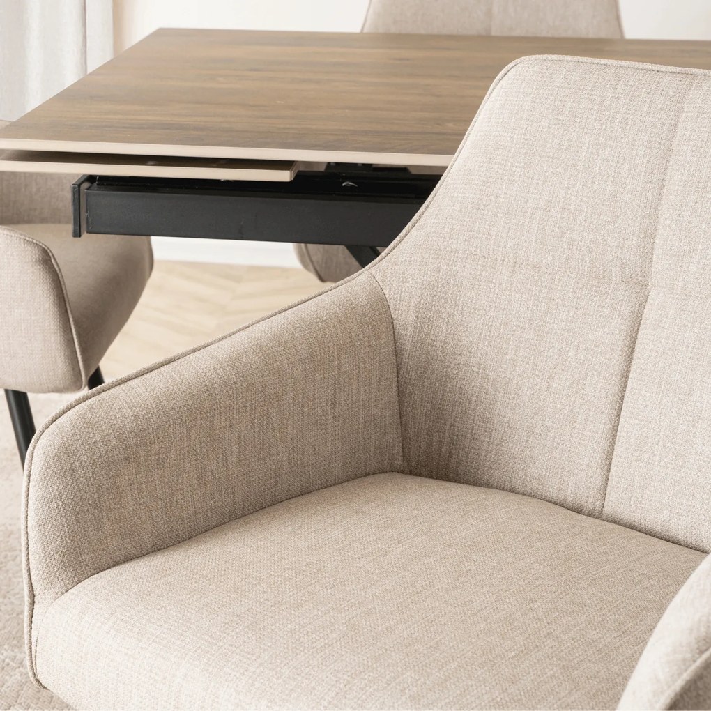 Krzesło Tapicerowane do Salonu PALMA Beżowe Nowoczesne