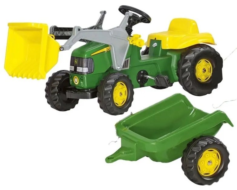 Rolly toys rollykid traktor na pedały john deere z łyżką i przyczepą
