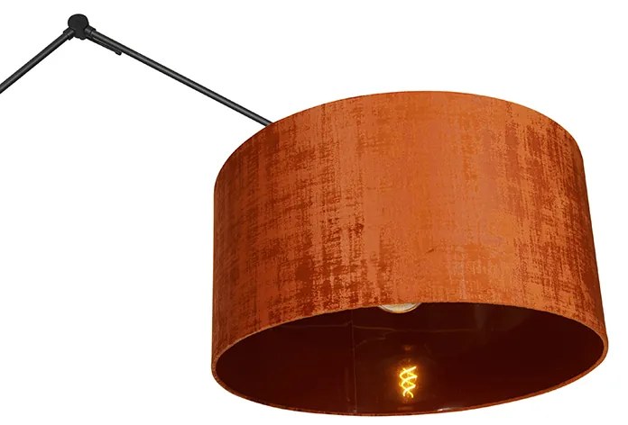Nowoczesna lampa podłogowa czarna z pomarańczowym kloszem 50 cm - Editor Nowoczesny Oswietlenie wewnetrzne