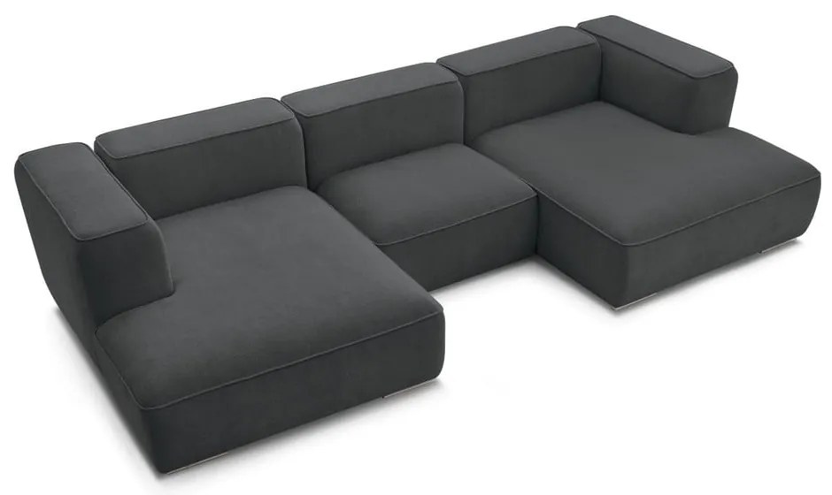Ciemnoszary narożnik z materiału bouclé (w kształcie litery U) Zephyr – Bobochic Paris