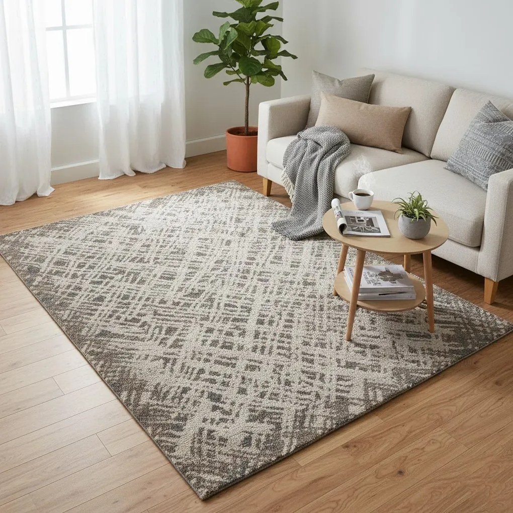 Brązowy prostokątny dywan do pokoju W2-F10