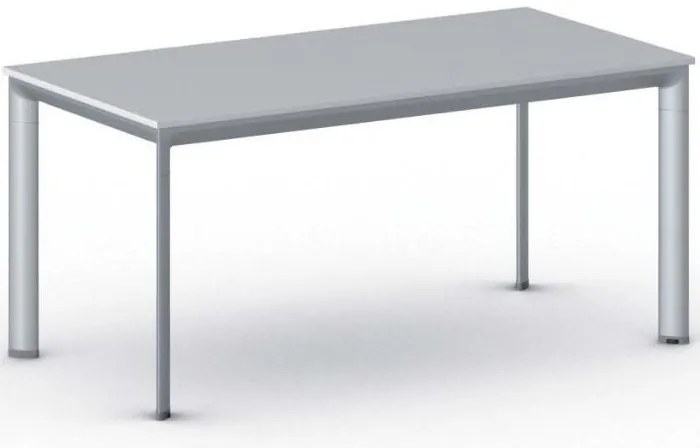 Stół konferencyjny do biura PRIMO INVITATION, 160x80 cm, szaro-srebrna podstawa, szary