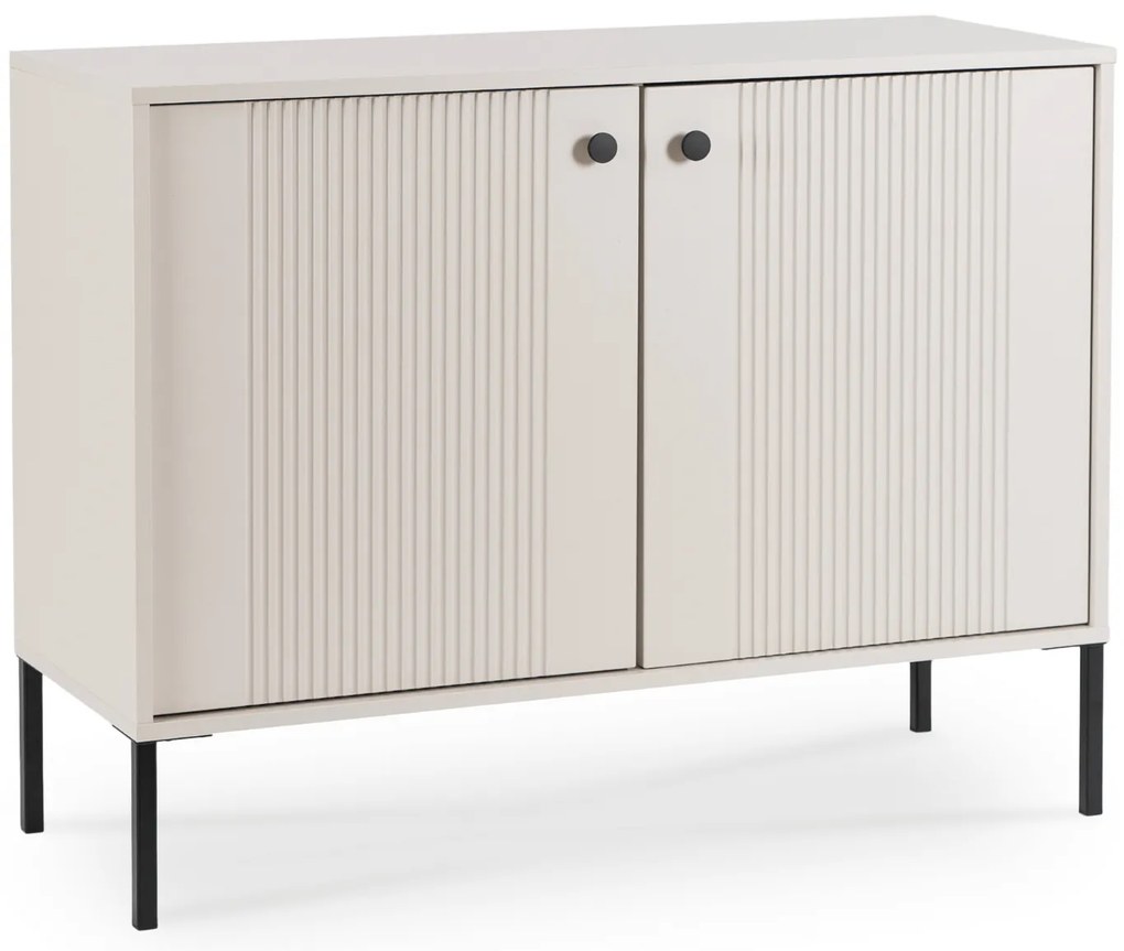Komoda do Salonu SOFT 104 cm Kaszmir Ryflowana Dwudrzwiowa Nowoczesna