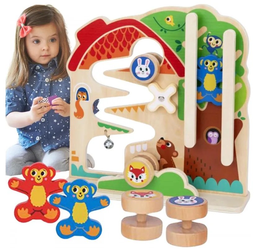 Tooky toy drewniana tablica manipulacyjna montessori labirynt