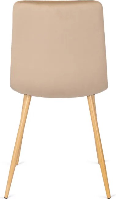 Krzesło Tapicerowane do Jadalni FREDY Beżowe Welurowe Nowoczesne Loft