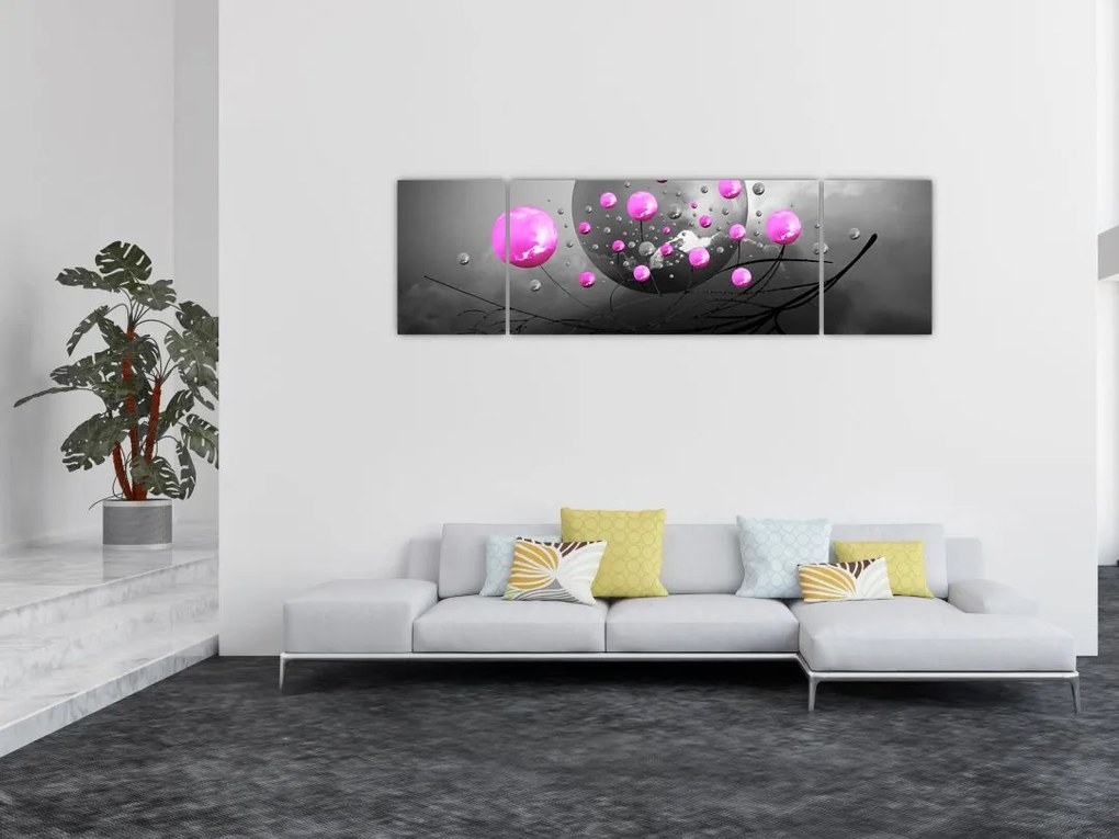 Obraz różowych kul (170x50 cm)