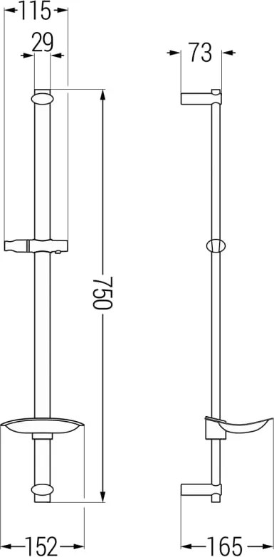 Mexen DB drążek prysznicowy z mydelniczką 75 cm, chrom - 79384-00