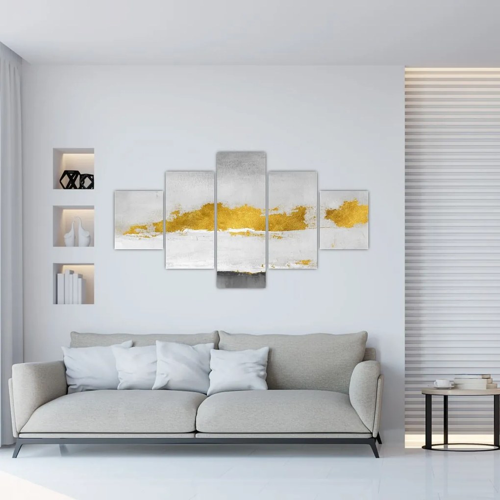 Obraz - Złote i szare pociągnięcia (125x70 cm)