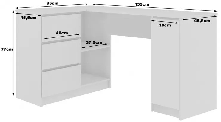 Narożne biurko do pracy wenge + biały lewostronne - Osmen 3X