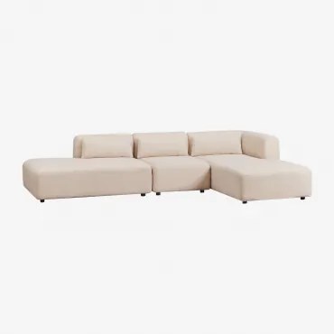 Sofa Modułowy Z Prawym Szezlongiem, 3-częściowy Z Otomanką Fogler Chenille Kremowy Beż - Sklum