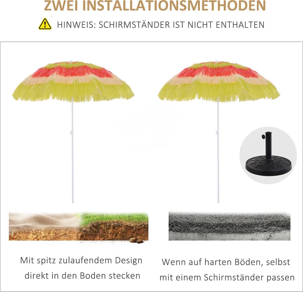 Outsunny Parasol Hawajski Plażowy Imprezowy Ogrodowy Ø160cm Kolorowy 4 Modele | Aosom PL