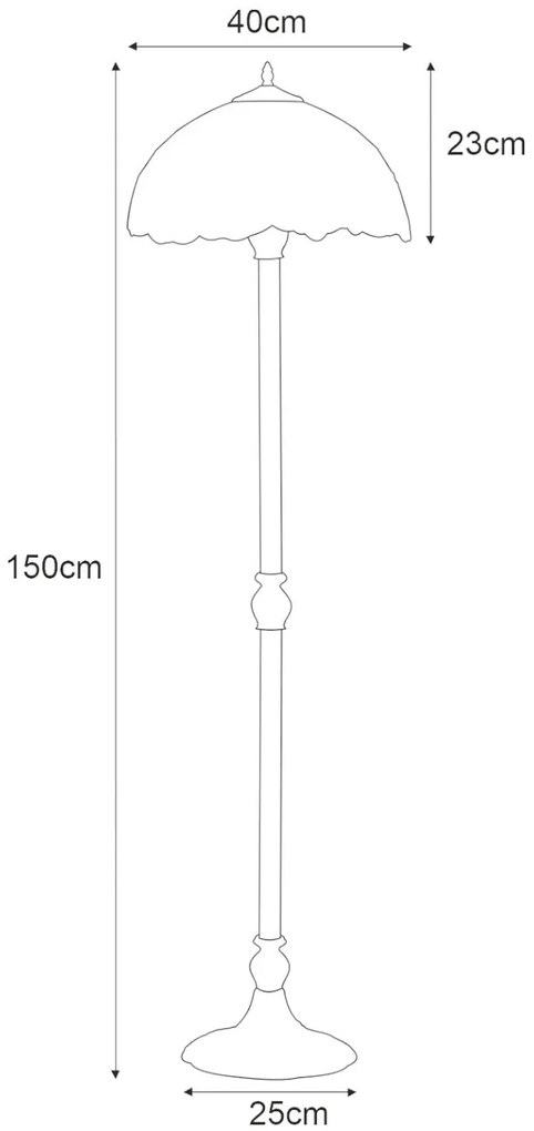 Kolorowa lampa stojąca z witrażowym kwiatowym kloszem - 27X A666 H6-W14