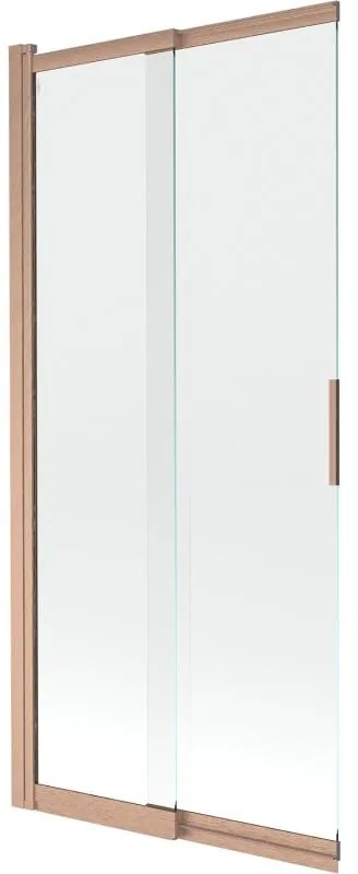 Mexen Fox parawan nawannowy 2-skrzydłowy przesuwny 85 x 150 cm, transparent, miedź szczotkowana - 891-085-002-65-00
