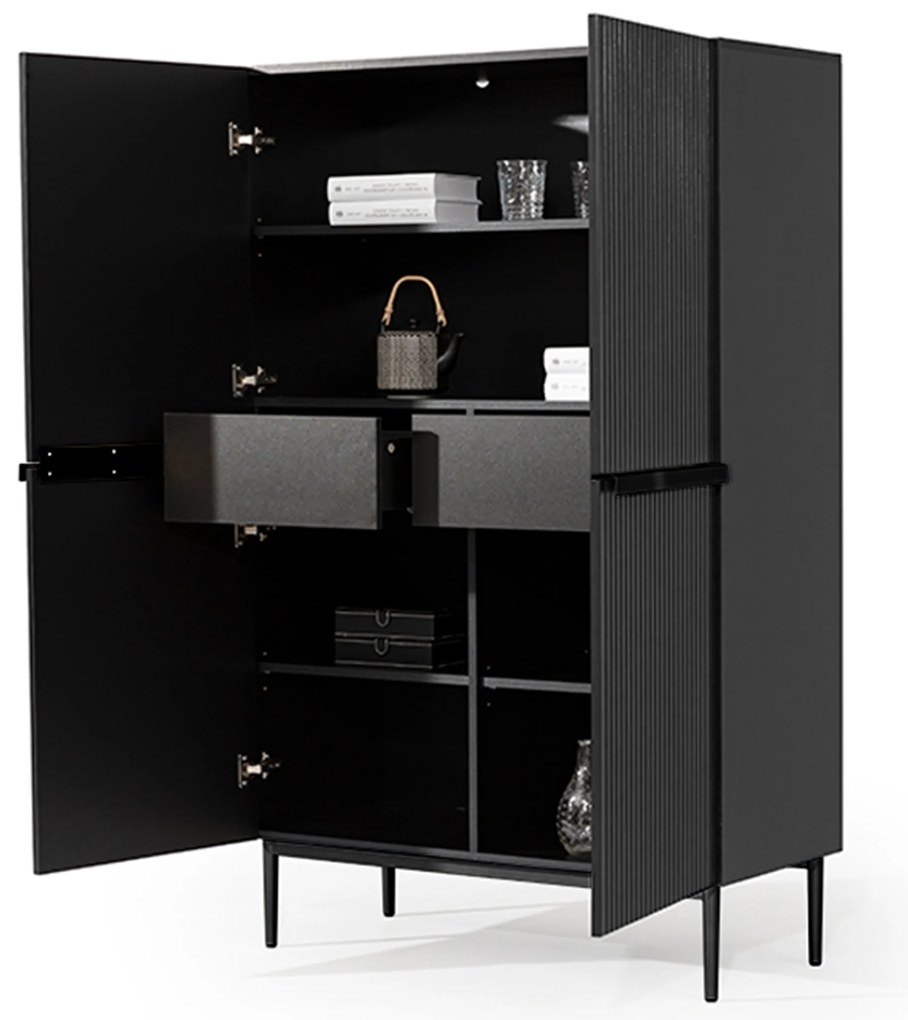 Komoda wysoka Nicole 100 cm - czarny mat / czarne nóżki