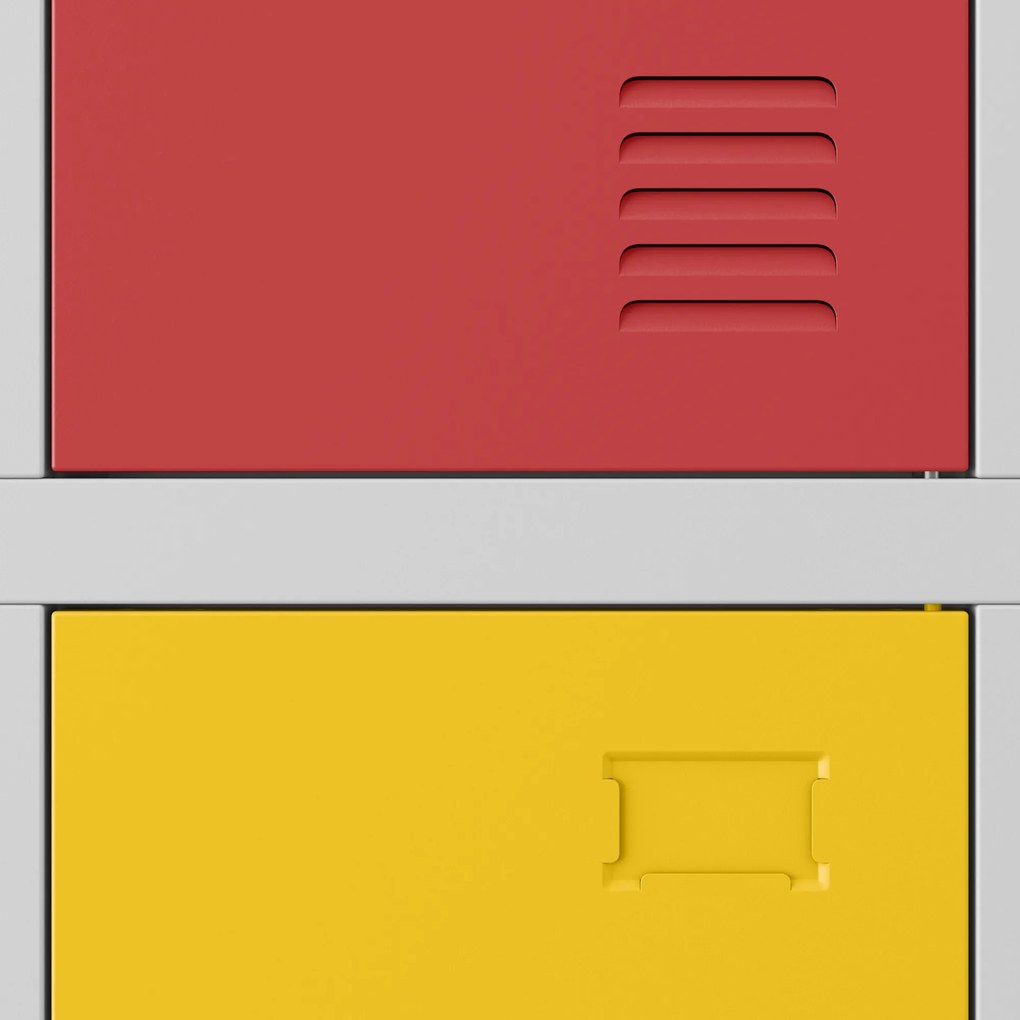 Szafka szkolna BHP 6-komorowa szaro-wielokolorowa, 900x1500x450 mm: IGOREK