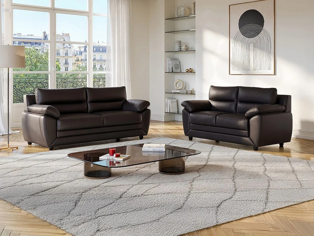 Komplet wypoczynkowy 3+2 MANOA z ekoskóry - Brązowy