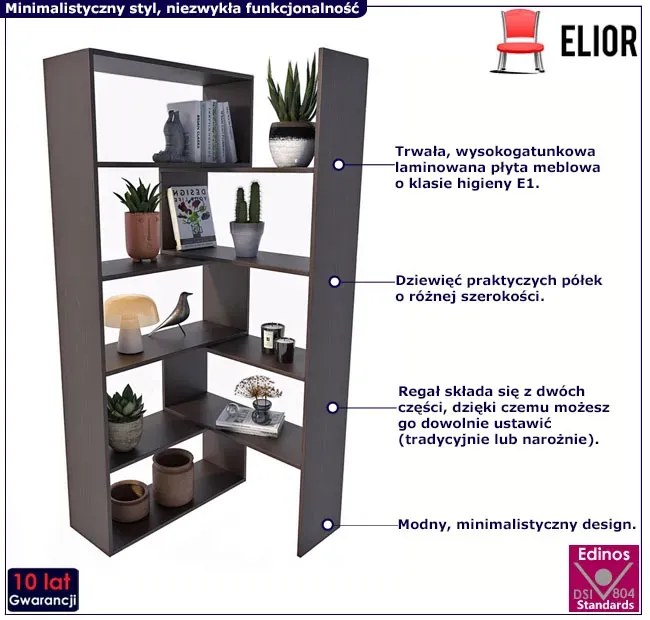 Narożny modułowy regał otwarty wenge E2-S20