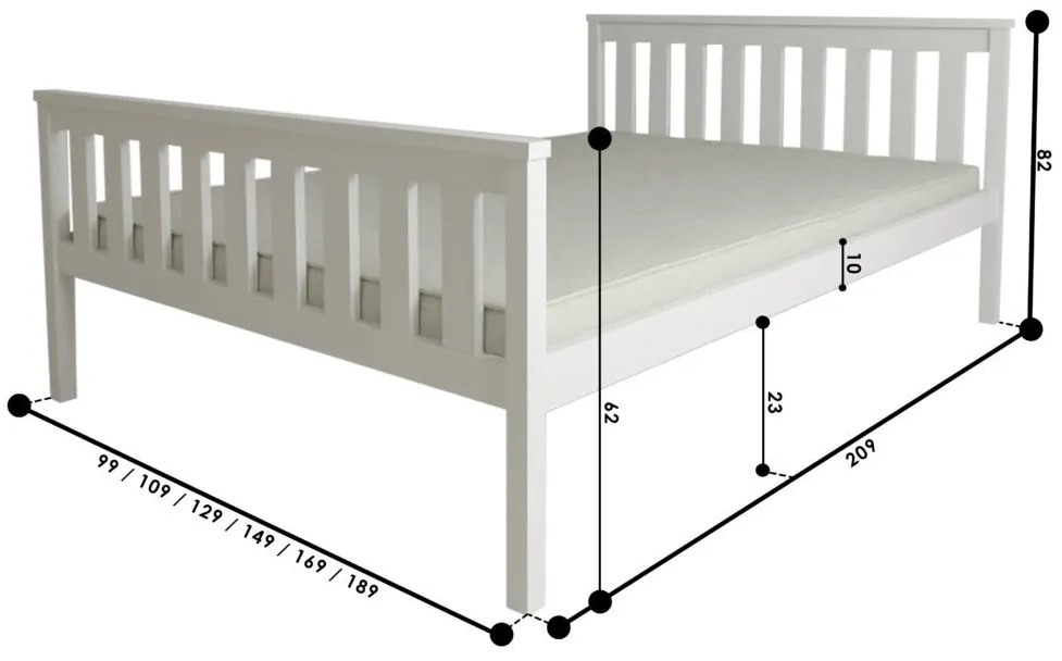 Łóżko KALEA 90 x 200 cm, białe Stelaż: Ze stelażem listwowym elastycznym, Materac: Materac Coco Maxi 20 cm