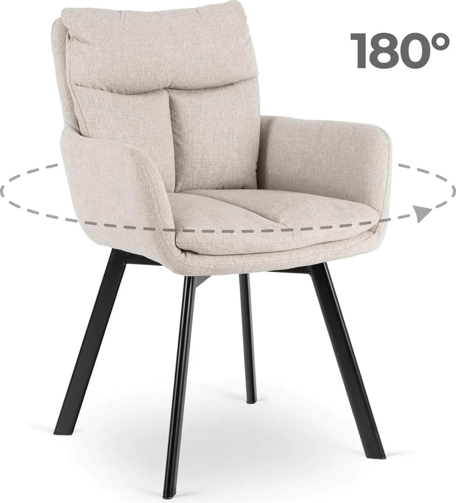 Krzesło Tapicerowane Obrotowe do Salonu CORTADO Beżowe Nowoczesne