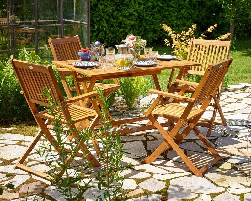 Zestaw wypoczynkowy SYDNEY, 5-częściowy, naturalne drewno Casaria