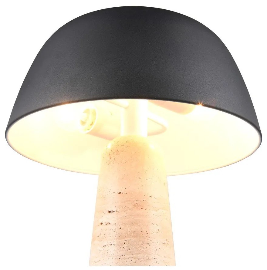 Czarna/beżowa lampa stołowa z metalowym kloszem (wysokość 41 cm) Timba – Trio Select