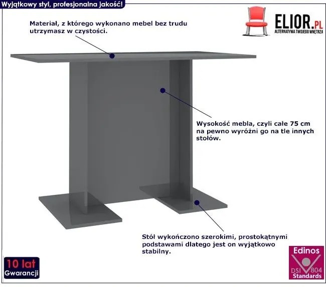 Szary nowoczesny stół z połyskiem - Rivers