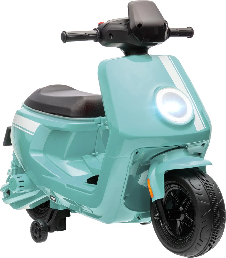 AIYAPLAY 6V Elektryczny Motocykl dla Dzieci z Światłami i Muzyką, Jazdą do Przodu i do Tyłu, Kółkami Treningowymi, 18-36 Miesięcy, Zielony